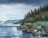 Andre Besse, Cap a l'Aigle, Comte de Charlevoix, 1979, oil on canvas