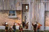 J. David Brown, Into the Barn, acrylic on masonite