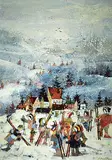 J. David Brown, Untitled - Ski Village, acrylic on masonite
