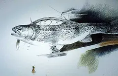 Bow River Study by Jack Lee Cowin, 1987, pastel and pencil on paper, sold Nov 1993
