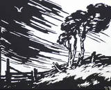 Rodolphe Duguay, Coup de Vent, 1935, wood block on paper
