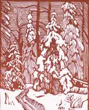 Frederick Stanley Haines, Untitled - Winter Scene, wood engraving on paper