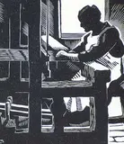 Edwin Holgate, The Old Loom, 1927, wood block on paper