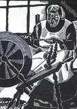 Edwin Holgate, The Spinning Wheel, 1927, wood block on paper