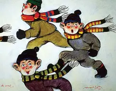 Normand Hudon, La Course, 1992, mixed media on board