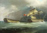 James Miller Huggins, Untitled - A British Warship with a Dutch Hulk in Tow, 1831, oil on canvas