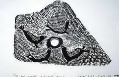 Daniel Inukpuk, Seals at Breathing Hole Looking Out for Inuit #2/30, 1974, stonecut on paper