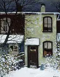 John Kasyn, Back Yard in Snow - Phoebe Street, oil on masonite