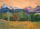 Evening Light Near Beaver Mines Lake by Alasdair Burns Monro, oil on paper, sold Nov 1993