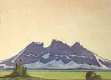 Alison Houston Lockerbie Newton, Untitled - Mountain, colour wood block on paper