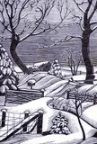 Lucille Oille, Untitled - We Welcome Winter, 1947, wood engraving on paper