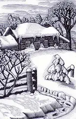 Lucille Oille, Untitled - The Owl Pen, 1947, wood engraving on paper