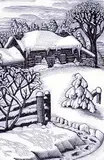 Lucille Oille, Untitled - The Owl Pen, 1947, wood engraving on paper