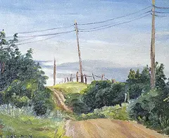 Ruth May Pawson, Untitled - Country Road, 1945, oil on canvas laid down on board