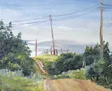 Ruth May Pawson, Untitled - Country Road, 1945, oil on canvas laid down on board