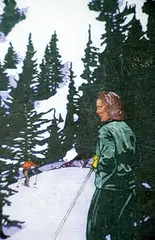 Ski Trail by Walter J. Phillips, colour woodcut on paper, sold Nov 1993