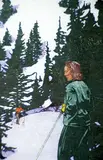 Walter J. Phillips, Ski Trail, 1945, colour wood block on paper