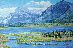 Mt. Rundle Near Banff, Alberta, Canada by Herbert Otto Sellin, 1993, acrylic on masonite, sold Nov 1993