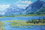 Herbert Otto Sellin, Mt. Rundle Near Banff, Alberta, Canada, 1993, acrylic on masonite