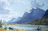 Mt. Patterson on Waterfowl Lake by Margaret Shelton, 1979, watercolour on paper, sold Nov 1993