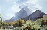 Late Evening, Mt. Temple by Margaret Shelton, 1947, watercolour on paper, sold Nov 1993