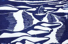 Untitled - Abstract Landscape by Lowrie Lyle Warrener, relief print on paper, sold Nov 1993