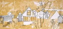 Edge of Town #14/14 by Maxwell Bennett Bates, 1956, lithograph on paper, sold Apr 1993