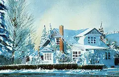 Martin Giesen, Blue Morning House, watercolour on paper