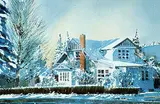 Martin Giesen, Blue Morning House, watercolour on paper