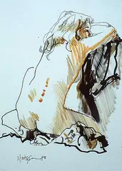 Tom Hodgson, Untitled - Nude Study, 1980, mixed media on paper