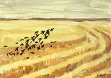 Robert Kost, The Blackbirds, oil on canvas board