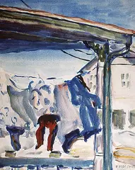 Freda Pemberton Smith, Clothesline, watercolour on paper