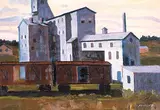 Michael Pisko, No. 8 Coal Mine, Lethbridge, 1946, 1947, oil on canvas board