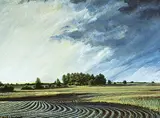 August Shower - Before Sunset by Myles Joseph MacDonald, 1973, acrylic on canvas, sold Nov 1992