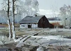 Untitled - Rural View by Tinyan Chan, oil on canvas, sold Nov 1992