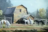 Brewsters Barn, Seeby by Margaret Shelton, 1977, watercolour on paper, sold Oct 1992
