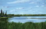 John M. Zupan, South Shore of Tawayik Lake, watercolour on illustration board