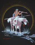 Gerald T. Tailfeathers, Untitled - Indian on Horseback