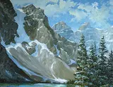 Norman Arthur Brown, Moraine Lake, oil on canvas