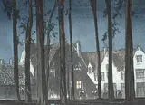 Yoshijuro Urushibara, The Beguinage, Bruges No.45, colour wood block on paper