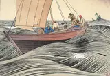 Walter J. Phillips, York Boats on Lake Winnipeg #96/150, 1930, colour wood block on paper