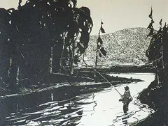 Fishing the Barachois by Hoyland B. Bettinger, relief print on paper, sold Oct 1992