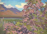 Tamarisk in Blossom, Mesa, Ariz. April, 1977 by Illingworth Kerr, 1977, oil on canvas board, sold Oct 1992