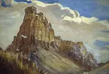 John A. Hammond, Cathedral Mountain, Canadian Rockies, oil on canvas board