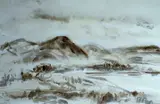 Foothills Mist - Alberta Landscape by Lawrence Washburn, 1980, watercolour on paper, sold Oct 1992