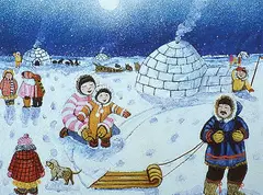 Alberto de Castro, Mukluks & Igloos II, acrylic on board