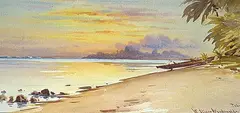 William Alister Macdonald, After Sundown, Tahiti, 1938, watercolour on paper