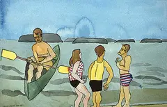 The Bathers by Maxwell Bennett Bates, 1967, watercolour on paper, sold Oct 1992