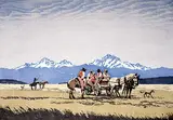 A.C. and Barbara Leighton - Barleigh, Range Gossip, colour wood block on paper