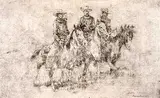 Edward Borein, Untitled - Three Cowboys